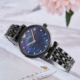  Shop Authentic Emporio Armani Gianni T-Bar Quartz Black Mother of Pearl Dial Black Steel Strap Watch For Women - AR11268 - Luxxuri