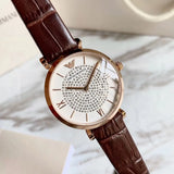  Shop Authentic Emporio Armani Gianni T-Bar Silver Dial Brown Leather Strap Watch For Women - AR11269 - Luxxuri