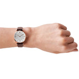  Shop Authentic Emporio Armani Gianni T-Bar Silver Dial Brown Leather Strap Watch For Women - AR11269 - Luxxuri