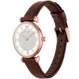  Shop Authentic Emporio Armani Gianni T-Bar Silver Dial Brown Leather Strap Watch For Women - AR11269 - Luxxuri