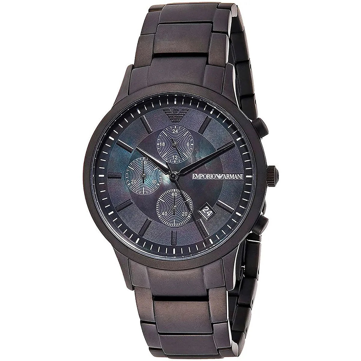  Shop Authentic Emporio Armani Renato Chronograph Mother of Pearl Black Dial Black Steel Strap Watch For Men - AR11275 - Luxxuri