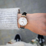  Shop Authentic Emporio Armani Gianni T-Bar Mother of Pearl Dial Black Leather Strap Watch For Women - AR11295 - Luxxuri