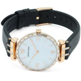  Shop Authentic Emporio Armani Gianni T-Bar Mother of Pearl Dial Black Leather Strap Watch For Women - AR11295 - Luxxuri