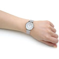 Emporio Armani Gianni T-Bar Quartz Mother of Pearl Dial Silver Mesh Bracelet Watch For Women - AR11319