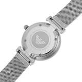  Shop Authentic Emporio Armani Gianni T-Bar Quartz Mother of Pearl Dial Silver Mesh Bracelet Watch For Women - AR11319 - Luxxuri