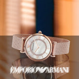 Shop Authentic Emporio Armani Gianni T Bar Mother of Pearl Dial Rose Gold Mesh Bracelet Watch For Women - AR11320 - Luxxuri