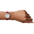  Shop Authentic Emporio Armani Gianni T-Bar Analog Mother of Pearl Dial Red Leather Strap Watch For Women - AR11322 - Luxxuri