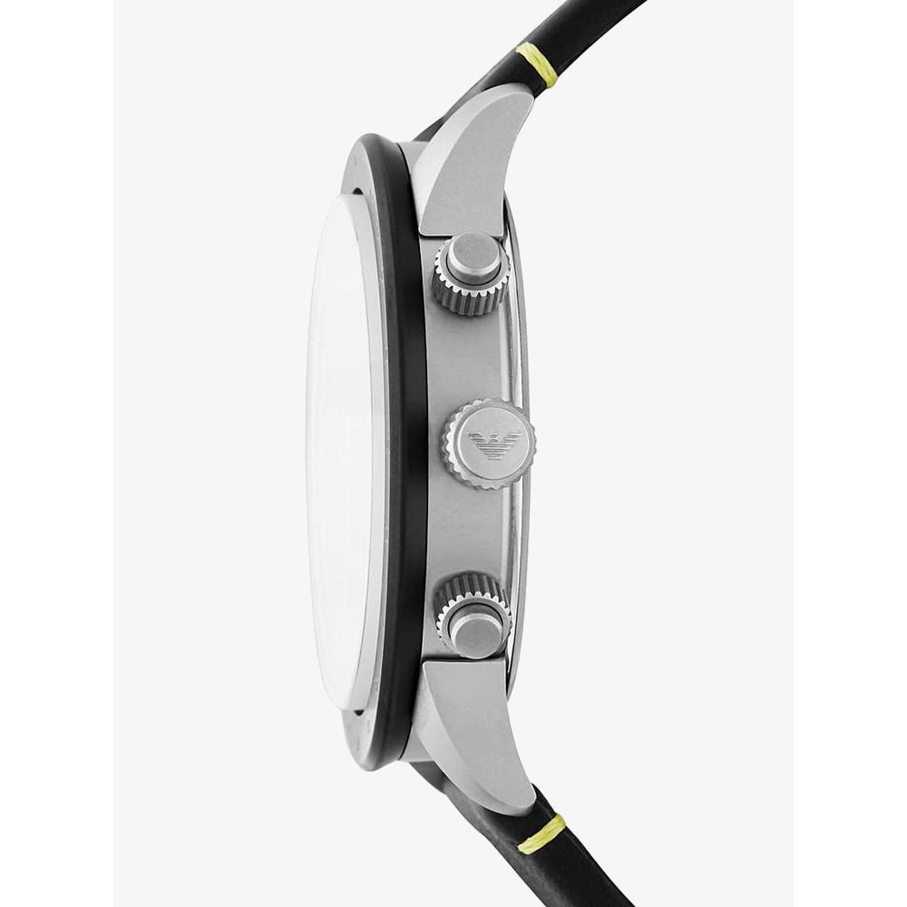  Shop Authentic Emporio Armani Mario Chronograph Black Dial Black Leather Strap Watch For Men - AR11325 - Luxxuri