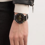  Shop Authentic Emporio Armani Mario Chronograph Black Dial Black Leather Strap Watch For Men - AR11325 - Luxxuri