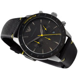  Shop Authentic Emporio Armani Mario Chronograph Black Dial Black Leather Strap Watch For Men - AR11325 - Luxxuri