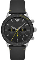  Shop Authentic Emporio Armani Mario Chronograph Black Dial Black Leather Strap Watch For Men - AR11325 - Luxxuri