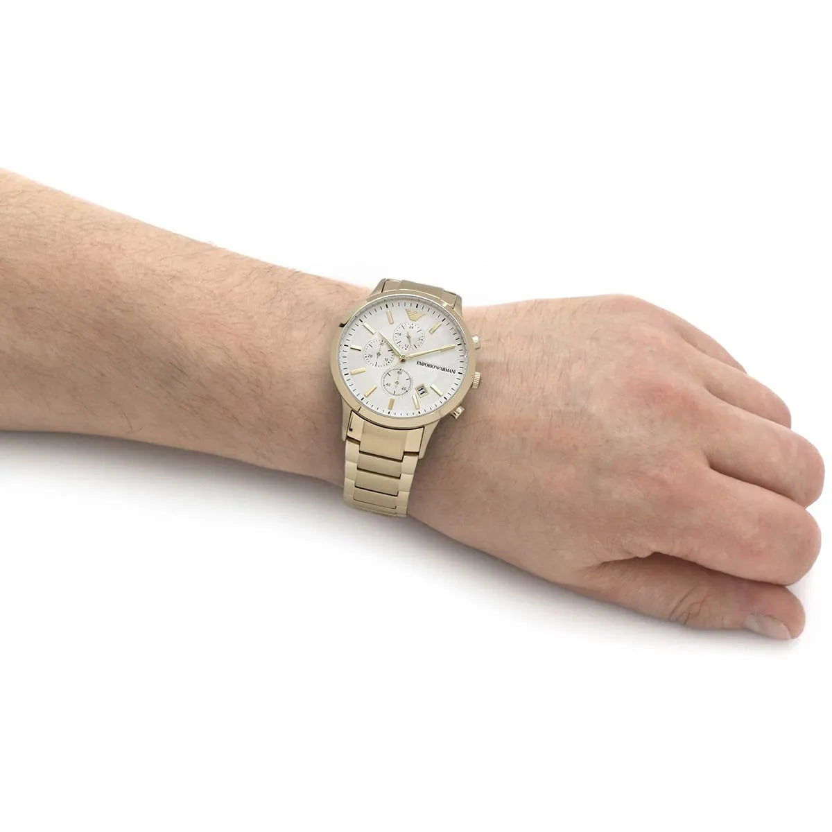  Shop Authentic Emporio Armani Renato Chronograph White Dial Gold Steel Strap Watch For Men - AR11332 - Luxxuri