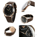  Shop Authentic Emporio Armani Aviator Quartz Black Dial Brown Leather Strap Watch For Men - AR11337 - Luxxuri