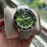  Shop Authentic Emporio Armani Three Hand Green Dial Silver Steel Strap Watch For Men - AR11338 - Luxxuri