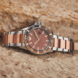  Shop Authentic Emporio Armani Diver Quartz Brown Dial Two Tone Steel Strap Watch For Men - AR11340 - Luxxuri