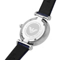  Shop Authentic Emporio Armani Gianni T Bar Quartz Crystals Silver Dial Blue Leather Strap Watch For Women - AR11344 - Luxxuri