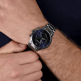 Shop Authentic Emporio Armani Giovanni Chronograph Blue Dial Grey Steel Strap Watch For Men - AR11348 - Luxxuri
