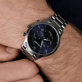  Shop Authentic Emporio Armani Giovanni Chronograph Blue Dial Grey Steel Strap Watch For Men - AR11348 - Luxxuri