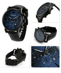  Shop Authentic Emporio Armani Luigi Analog Blue Dial Black Leather Strap Watch For Men - AR11351 - Luxxuri