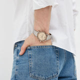 Shop Authentic Emporio Armani Mario Chronograph Beige Dial Silver Steel Strap Watch For Men - AR11352 - Luxxuri