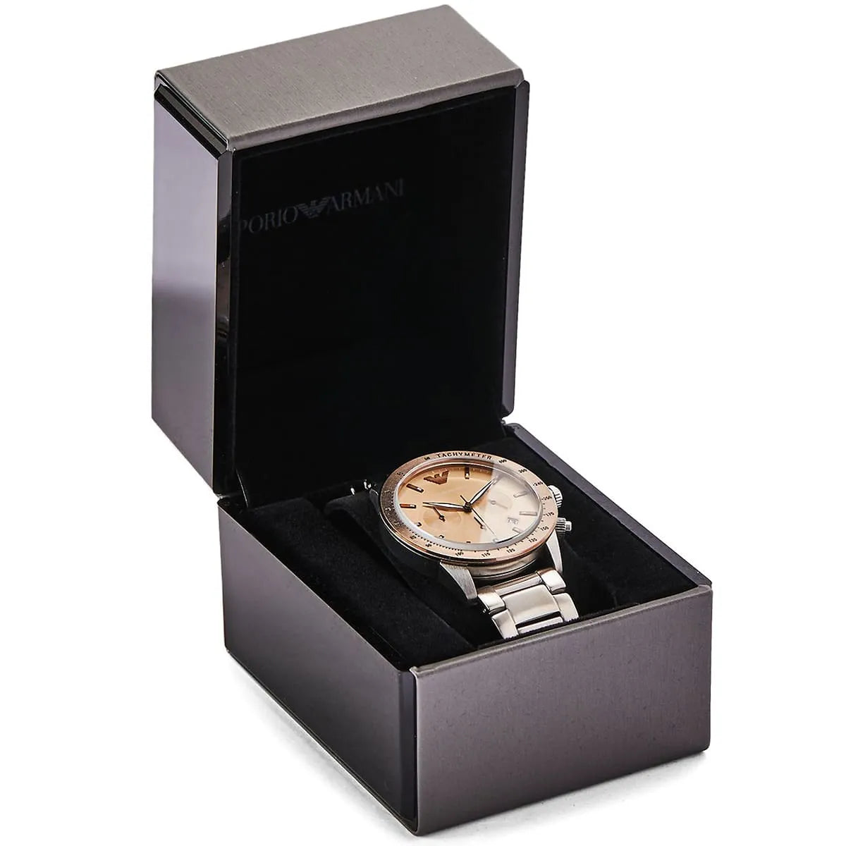  Shop Authentic Emporio Armani Mario Chronograph Beige Dial Silver Steel Strap Watch For Men - AR11352 - Luxxuri