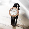 Emporio Armani Rosa Quartz Mother Of Pearl White Dial Black Leather Strap Watch For Women - AR11356