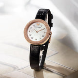  Shop Authentic Emporio Armani Rosa Quartz Mother Of Pearl White Dial Black Leather Strap Watch For Women - AR11356 - Luxxuri