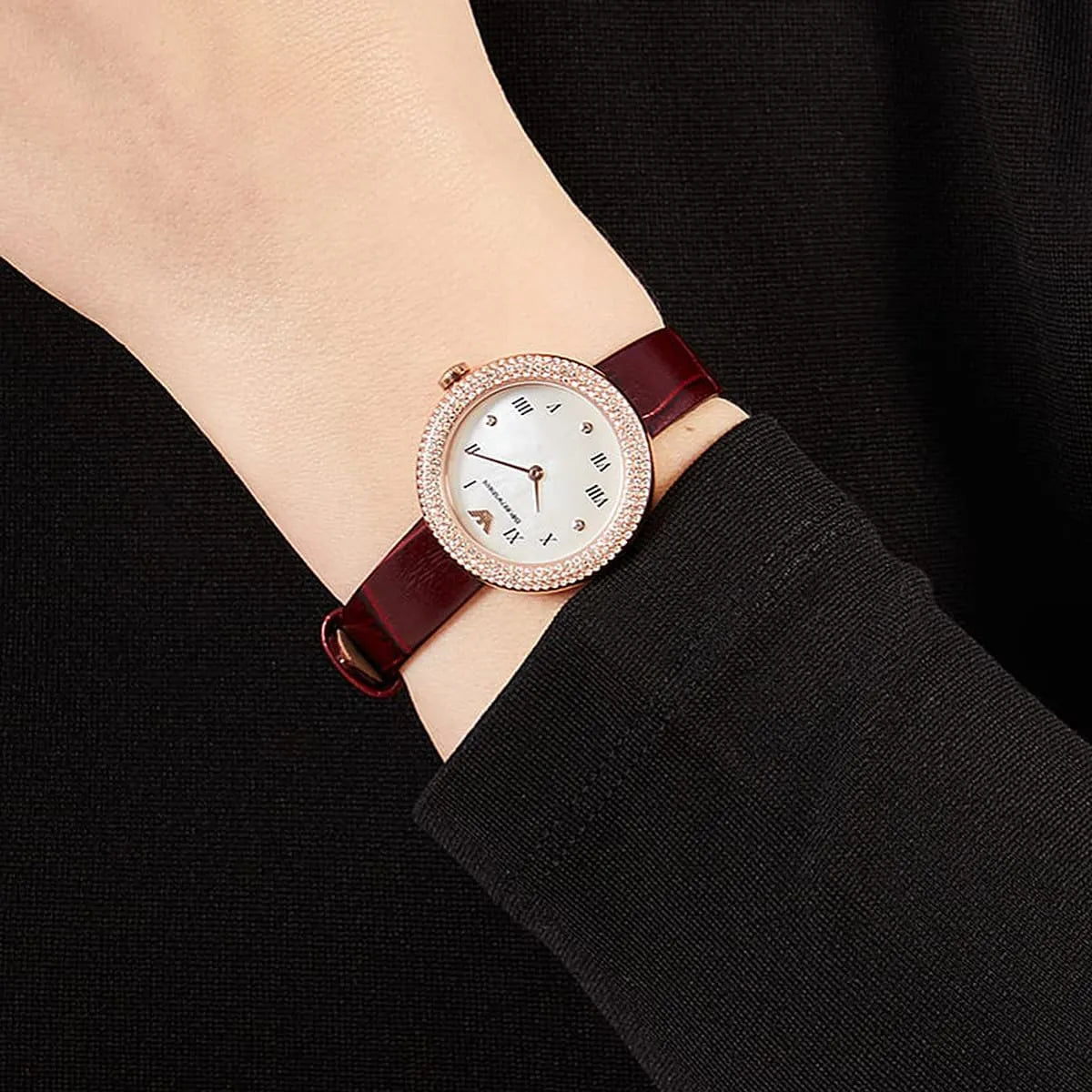  Shop Authentic Emporio Armani Rosa Two Hand White Dial Red Leather Strap Watch For Women - AR11357 - Luxxuri