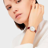  Shop Authentic Emporio Armani Rosa Two Hand White Dial Red Leather Strap Watch For Women - AR11357 - Luxxuri