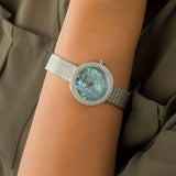  Shop Authentic Emporio Armani Rosa Diamonds Mother of Pearl Blue Dial Silver Mesh Bracelet Watch For Women - AR11380 - Luxxuri