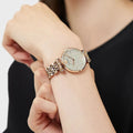  Shop Authentic Emporio Armani Gianni T Bar Quartz Mother of Pearl Dial Rose Gold Steel Strap Watch For Women - AR11385 - Luxxuri