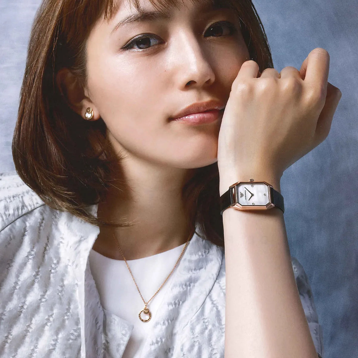  Shop Authentic Emporio Armani Gioia Quartz Mother of Pearl Dial Black Leather Strap Watch For Women - AR11390 - Luxxuri