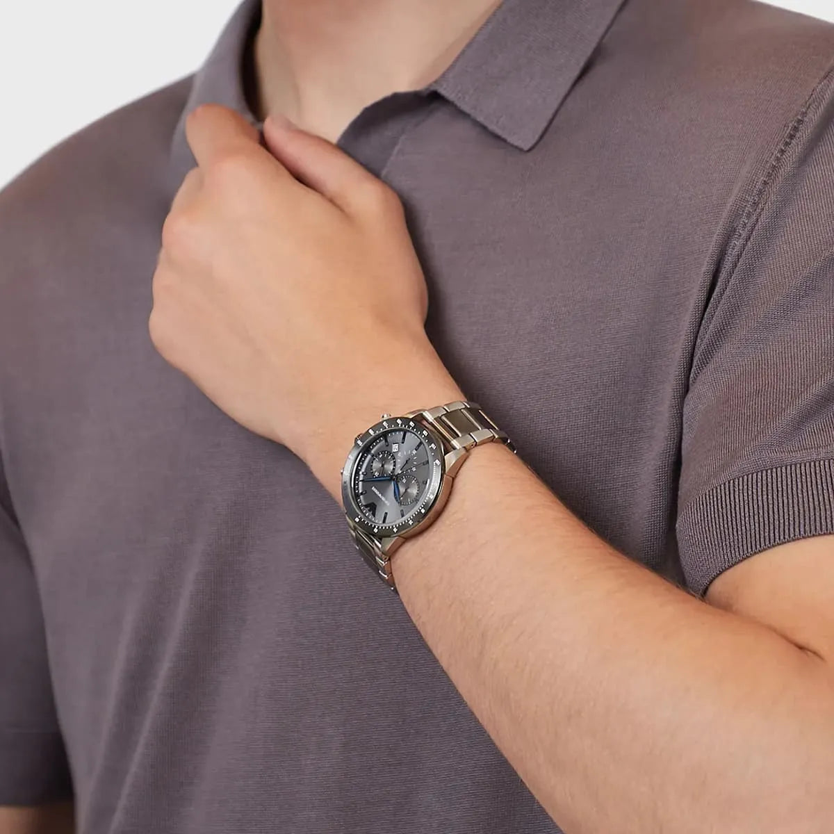  Shop Authentic Emporio Armani Chronograph Grey Dial Two Tone Steel Strap Watch For Men - AR11391 - Luxxuri