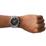  Shop Authentic Emporio Armani Luigi Chronograph Quartz Black Dial Silver Mesh Bracelet Watch For Men - AR11429 - Luxxuri