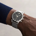  Shop Authentic Emporio Armani Luigi Chronograph Quartz Black Dial Silver Mesh Bracelet Watch For Men - AR11429 - Luxxuri