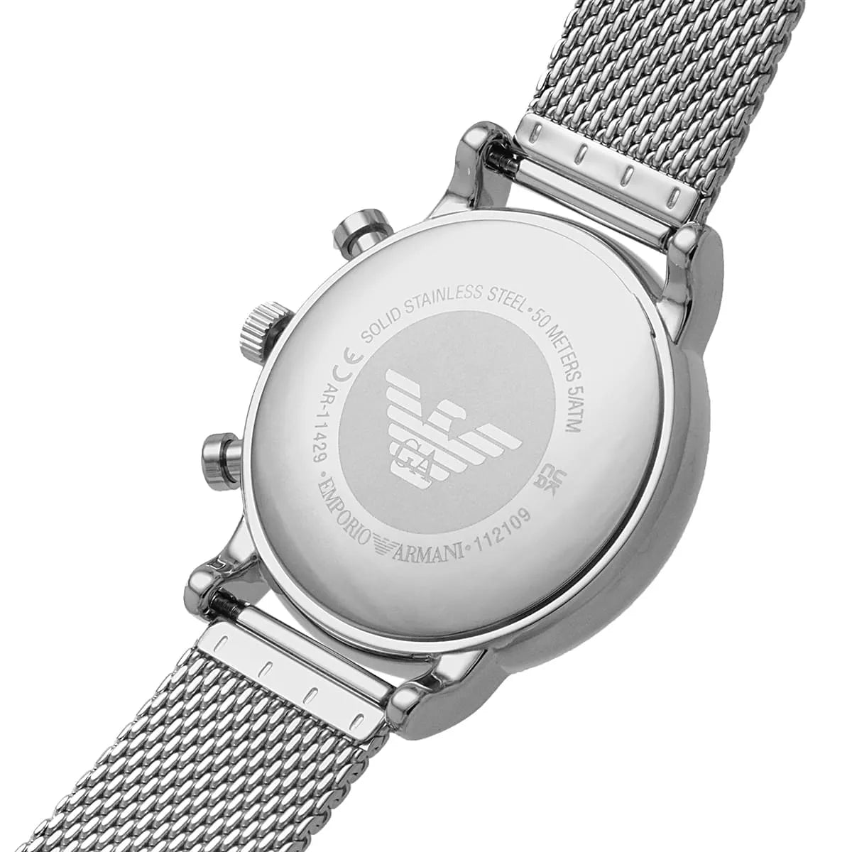  Shop Authentic Emporio Armani Luigi Chronograph Quartz Black Dial Silver Mesh Bracelet Watch For Men - AR11429 - Luxxuri