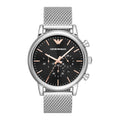  Shop Authentic Emporio Armani Luigi Chronograph Quartz Black Dial Silver Mesh Bracelet Watch For Men - AR11429 - Luxxuri