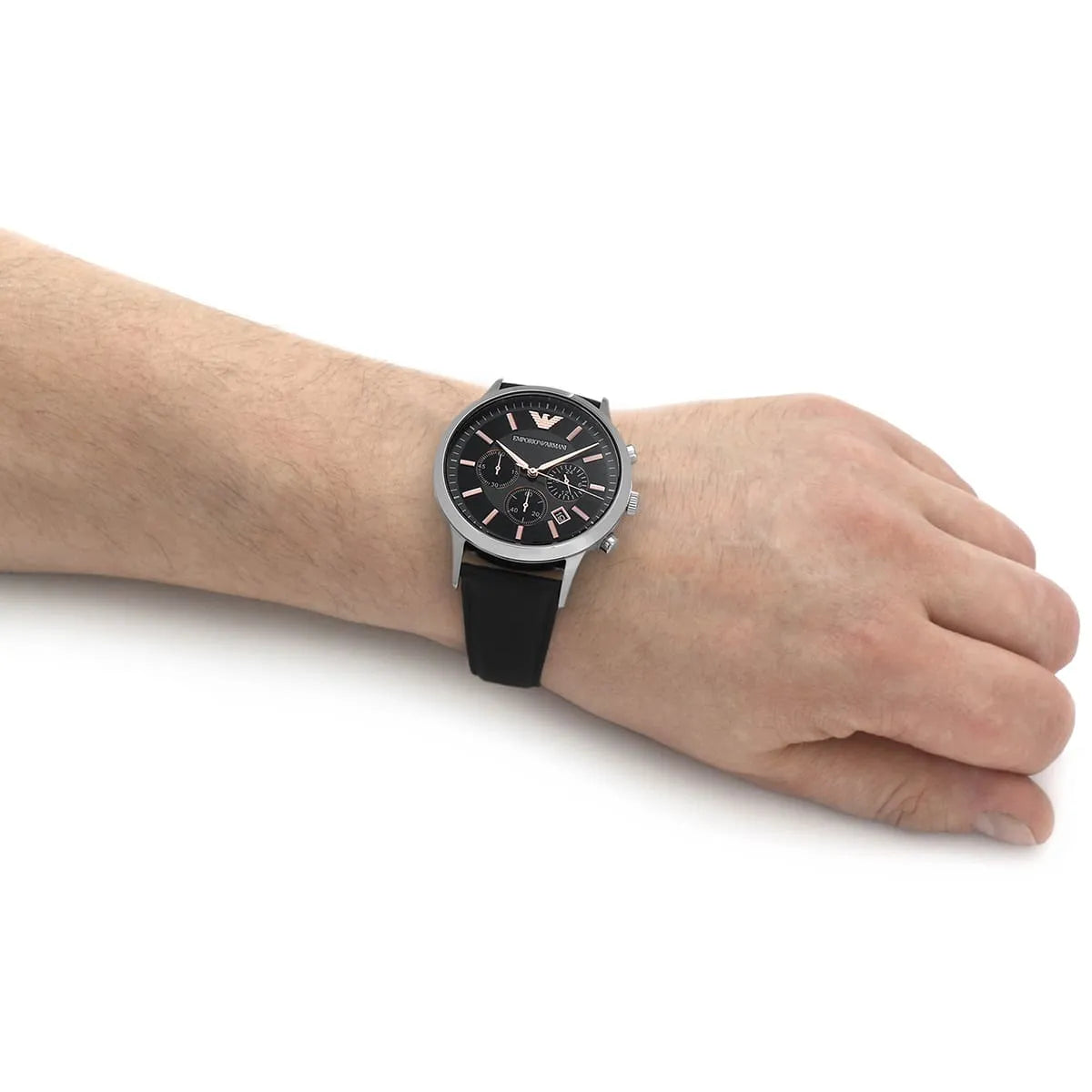  Shop Authentic Emporio Armani Giovanni Analog Black Dial Black Leather Strap Watch For Men - AR11431 - Luxxuri