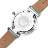  Shop Authentic Emporio Armani Gianni T Bar Analog Crystals Silver Dial Blue Leather Strap Watch For Women - AR11443 - Luxxuri