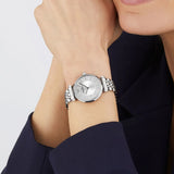  Shop Authentic Emporio Armani Gianni T-Bar Quartz Silver Dial Silver Steel Strap Watch For Women - AR11445 - Luxxuri