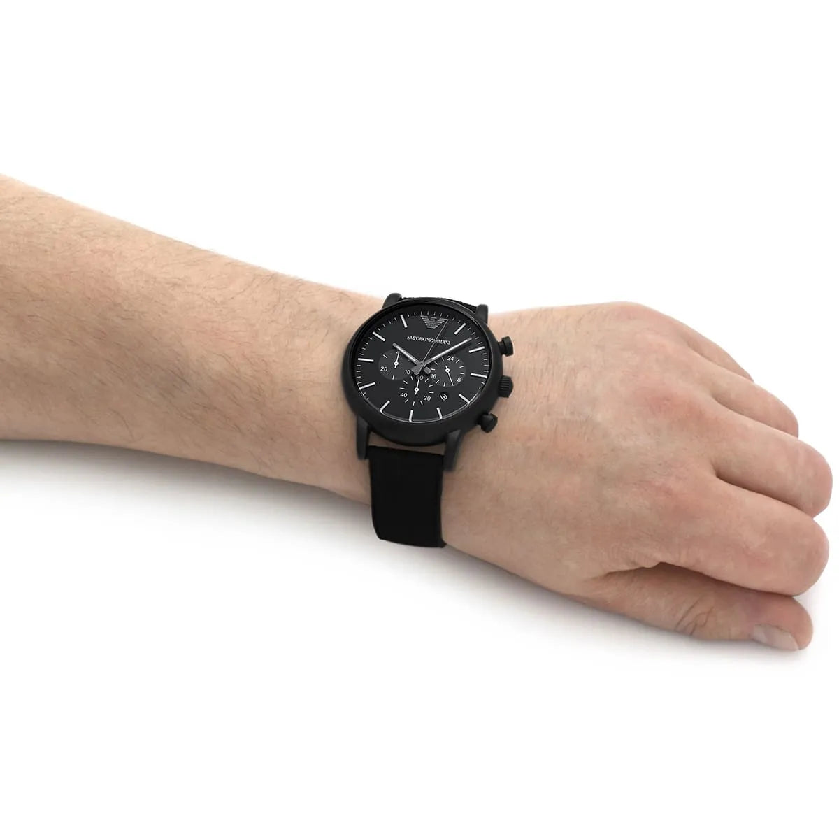  Shop Authentic Emporio Armani Luigi Analog Black Dial Black Leather Strap Watch For Men - AR11450 - Luxxuri