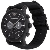  Shop Authentic Emporio Armani Luigi Analog Black Dial Black Leather Strap Watch For Men - AR11450 - Luxxuri
