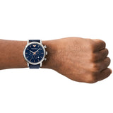  Shop Authentic Emporio Armani Luigi Chronograph Blue Dial Blue Leather Strap Watch For Men - AR11451 - Luxxuri