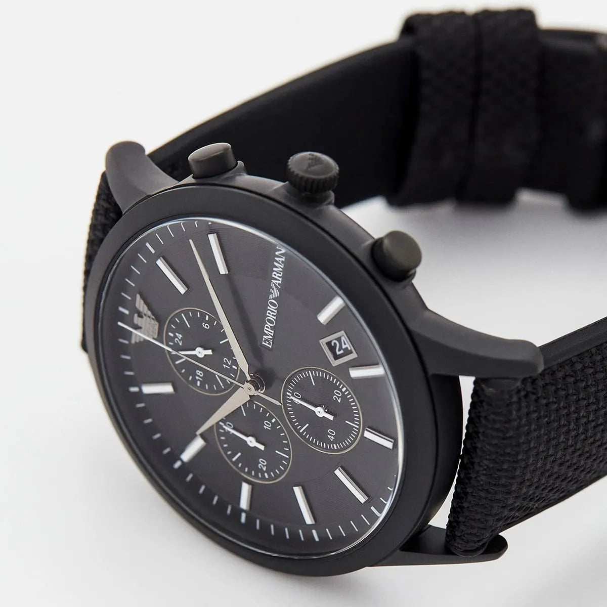  Shop Authentic Emporio Armani Renato Chronograph Black Dial Black Nylon Strap Watch For Men - AR11457 - Luxxuri