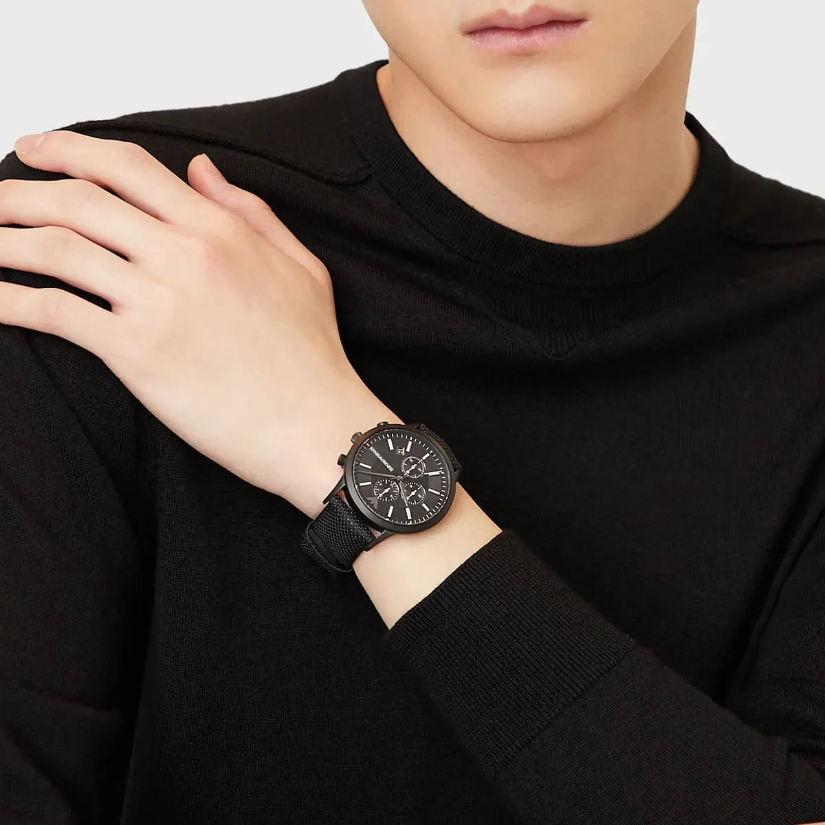  Shop Authentic Emporio Armani Renato Chronograph Black Dial Black Nylon Strap Watch For Men - AR11457 - Luxxuri