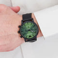  Shop Authentic Emporio Armani Luigi Chronograph Green Dial Black Mesh Bracelet Watch For Men - AR11470 - Luxxuri