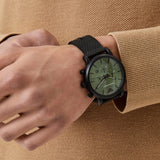 Shop Authentic Emporio Armani Luigi Chronograph Green Dial Black Mesh Bracelet Watch For Men - AR11470 - Luxxuri