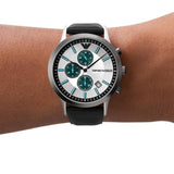  Shop Authentic Emporio Armani Renato Chronograph Silver Dial Black Leather Strap Watch for Men - AR11473 - Luxxuri