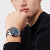  Shop Authentic Emporio Armani Chronograph Quartz Blue Dial Grey Steel Strap Watch For Men - AR11481 - Luxxuri