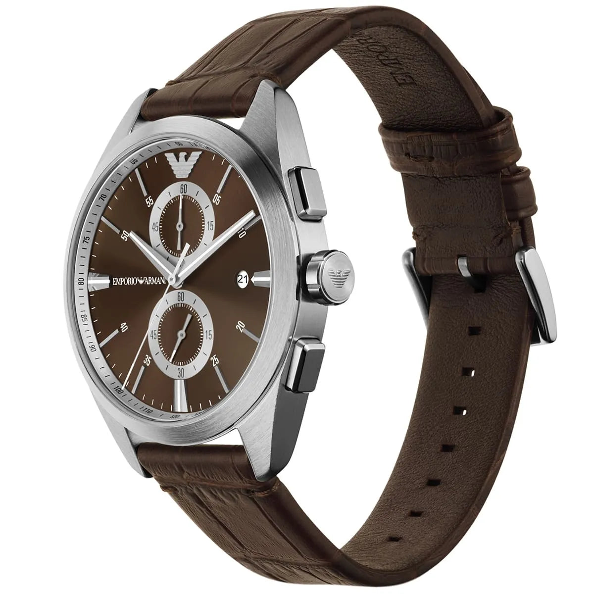  Shop Authentic Emporio Armani Claudio Chronograph Brown Dial Brown Leather Strap Watch For Men - AR11482 - Luxxuri
